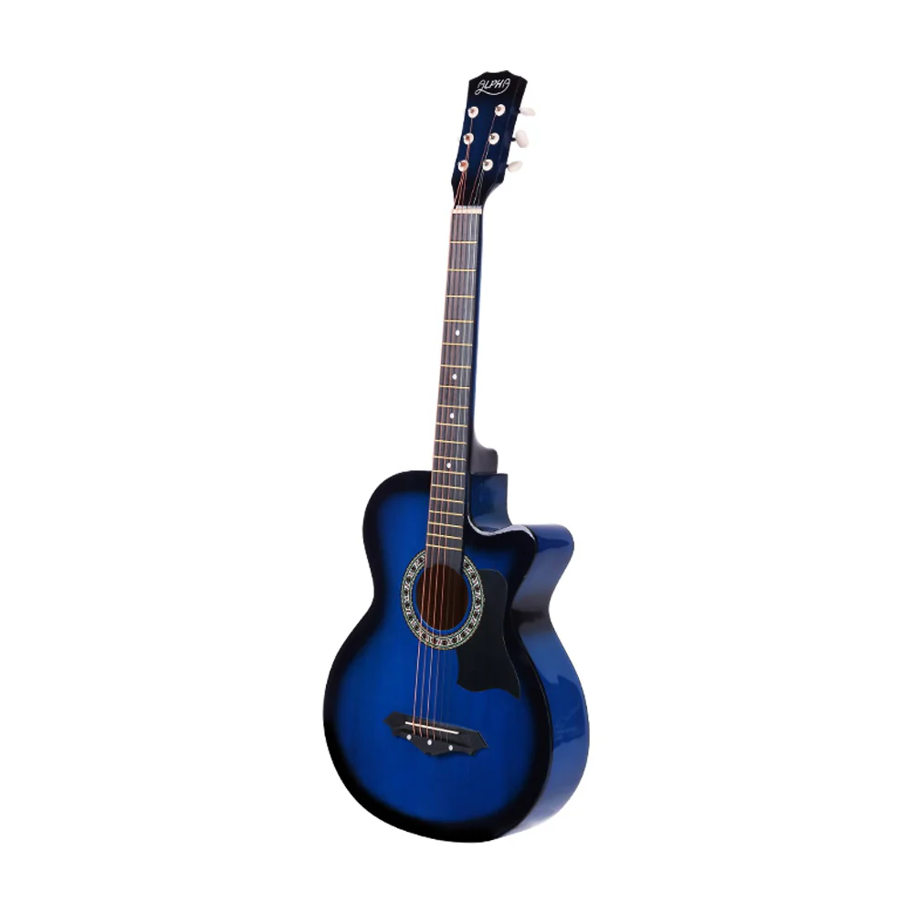 Alpha 38 Inch Acoustic Guitar Wooden Body Steel String Cutaway Blue - Image 3