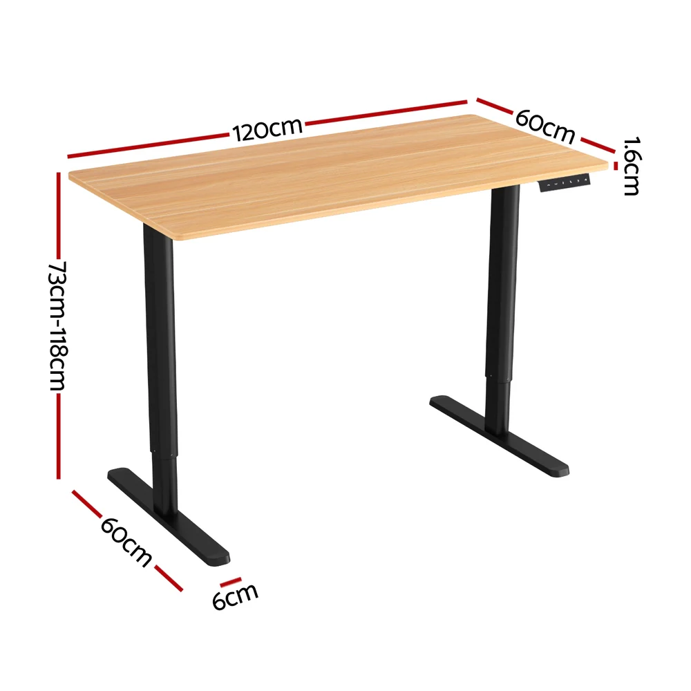Artiss Electric Sit‑Stand Standing Desk 120cm Home Office - Oak/Black - Image 4