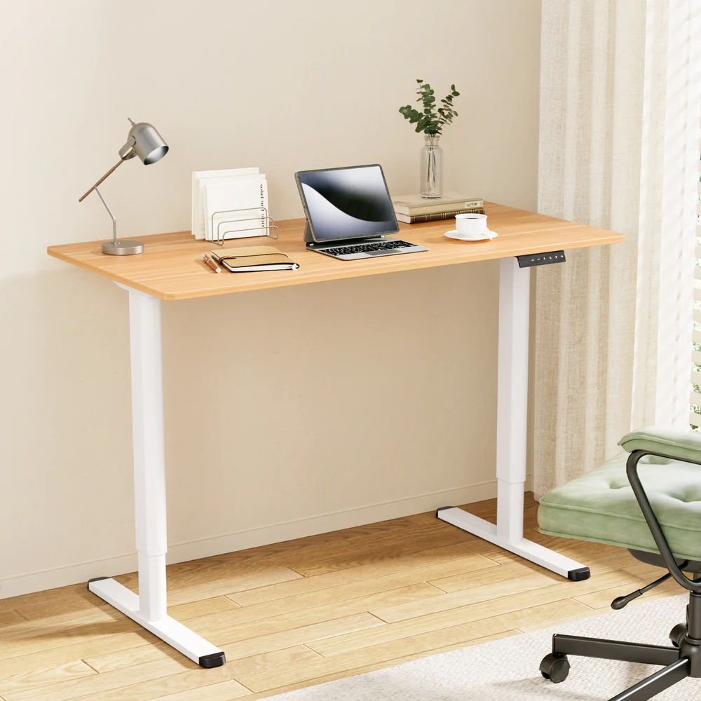 Artiss Electric Sit‑Stand Standing Desk 120cm Home Office - Oak/White - Image 2