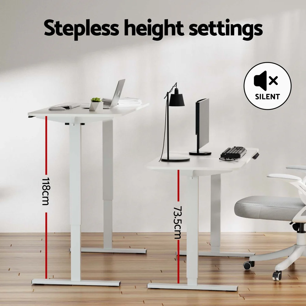 Artiss Electric Standing Desk 140cm Adjustable Height Motorised Home Office Desk White - Image 8