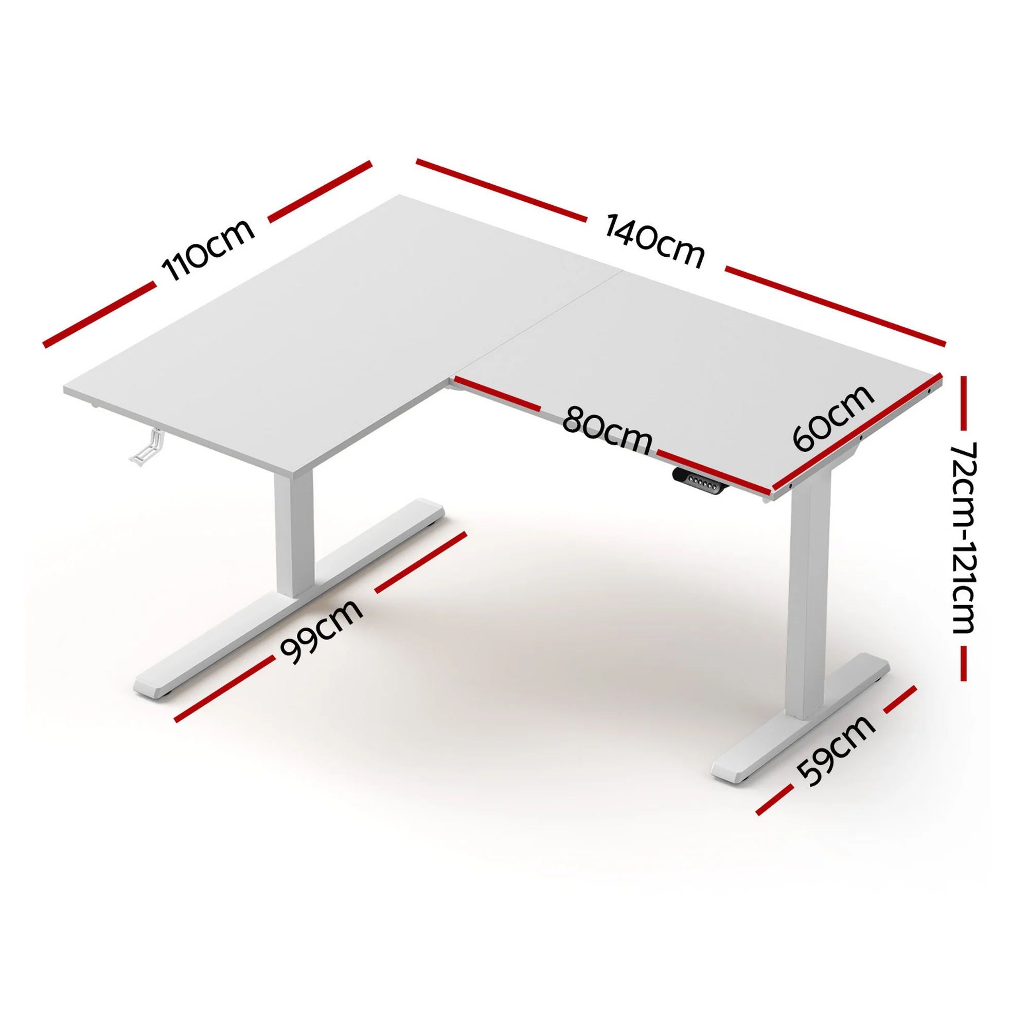 Artiss L‑Shape Electric Motorised Sit‑Stand Standing Desk Height Adjustable - White - Image 4