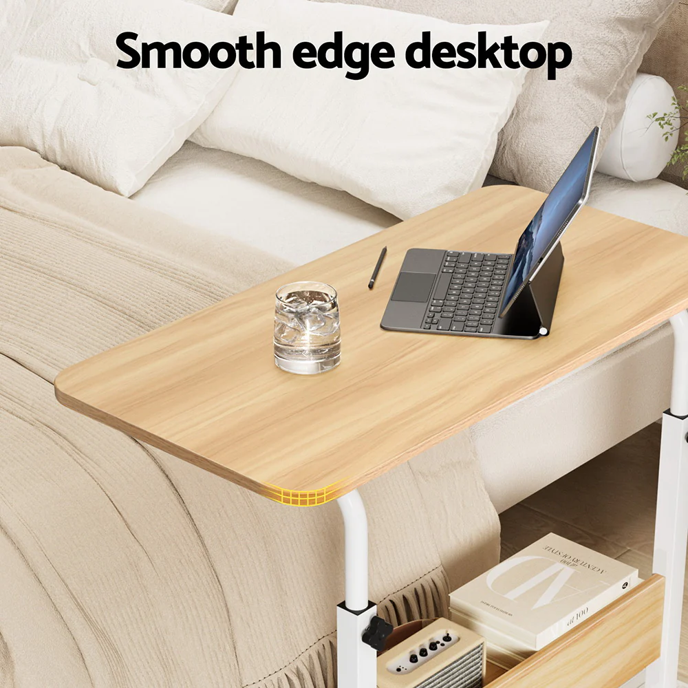 Artiss Portable Sit‑Stand Laptop Desk Height Adjustable Workstation 80cm - Walnut White - Image 4