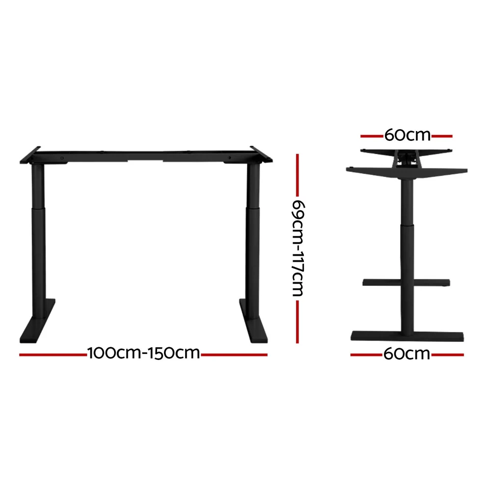 Artiss Standing Desk Frame Only Motorised Dual Motor Black - Image 4