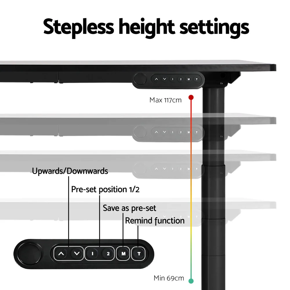 Artiss Standing Desk Frame Only Motorised Dual Motor Black - Image 6