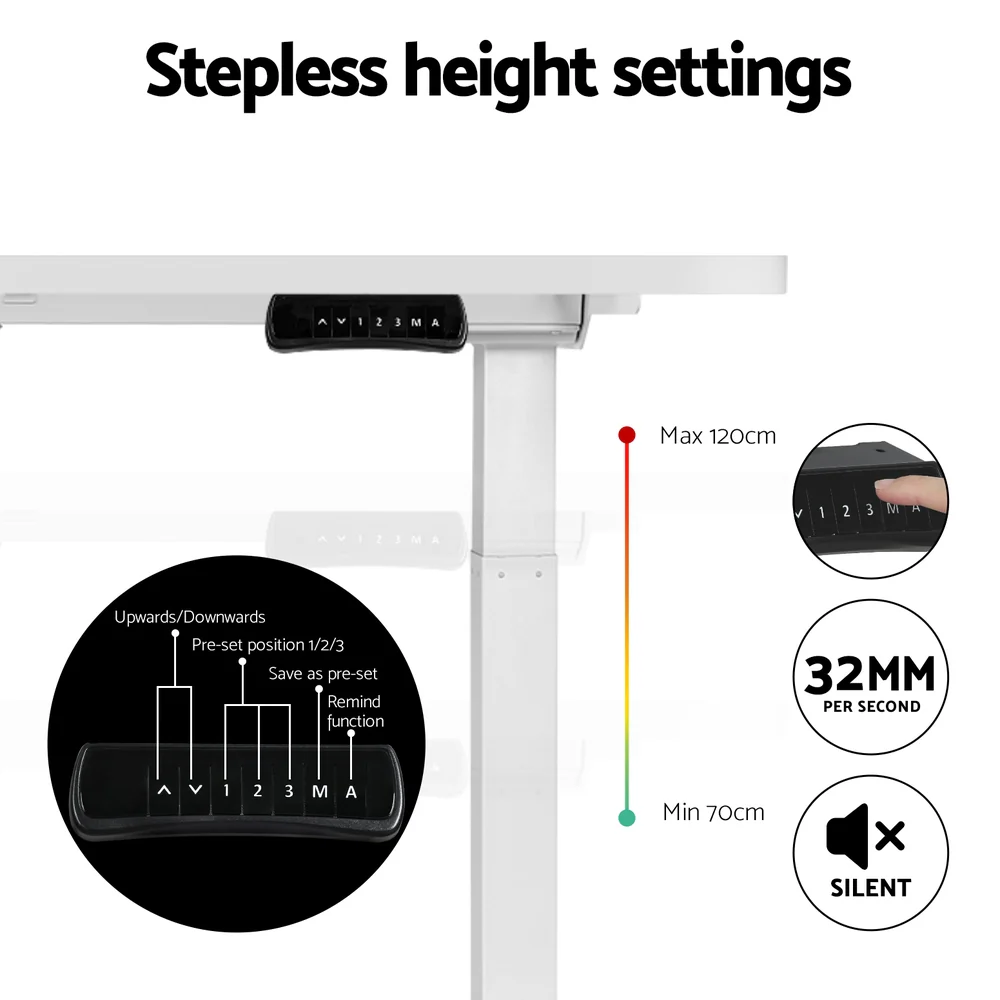 Artiss Standing Desk Motorised Dual Motor 140CM White - Image 7
