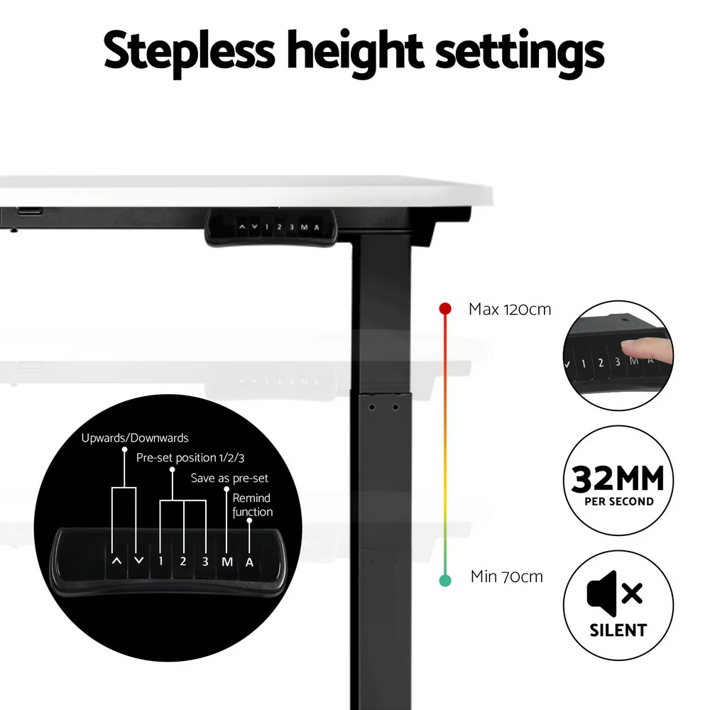 Artiss Standing Desk Motorised Dual Motor White 120CM - Image 7