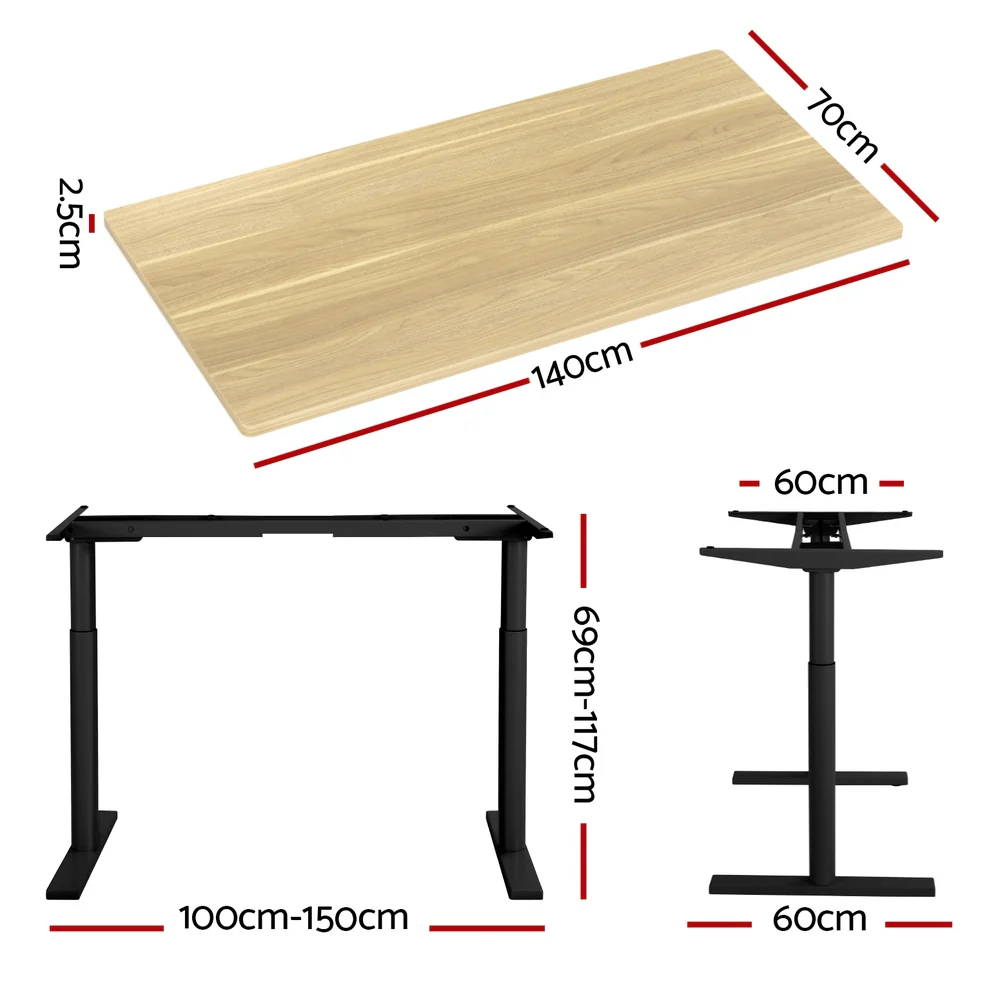Artiss Standing Desk Motorised Electric Dual Motor White Oak 140CM - Image 4