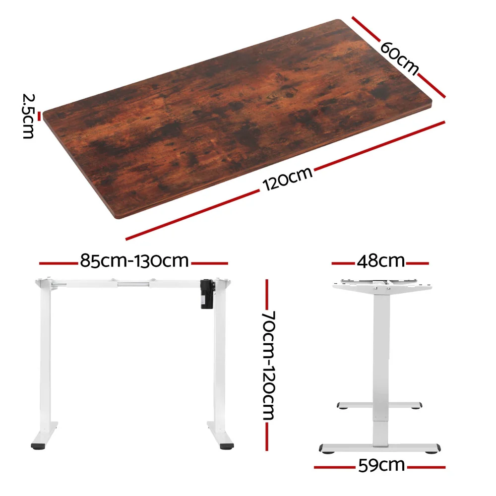 Artiss Standing Desk Motorised Sit Stand Desks Rustic Brown 120CM - Image 4