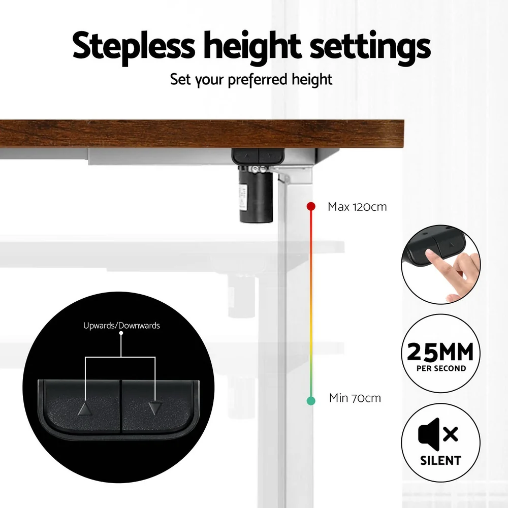 Artiss Standing Desk Motorised Sit Stand Desks Rustic Brown 120CM - Image 7