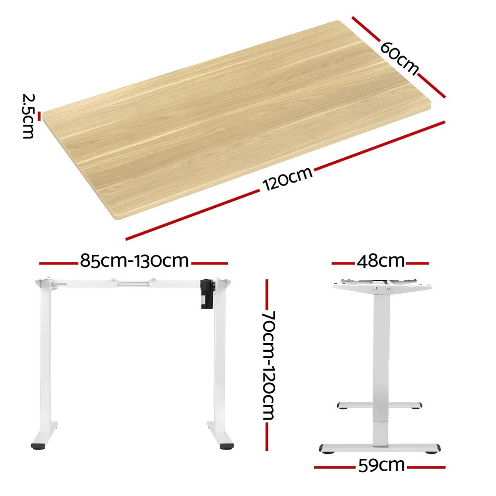 Artiss Standing Desk Motorised Sit Stand Desks White Oak 120CM - Image 4