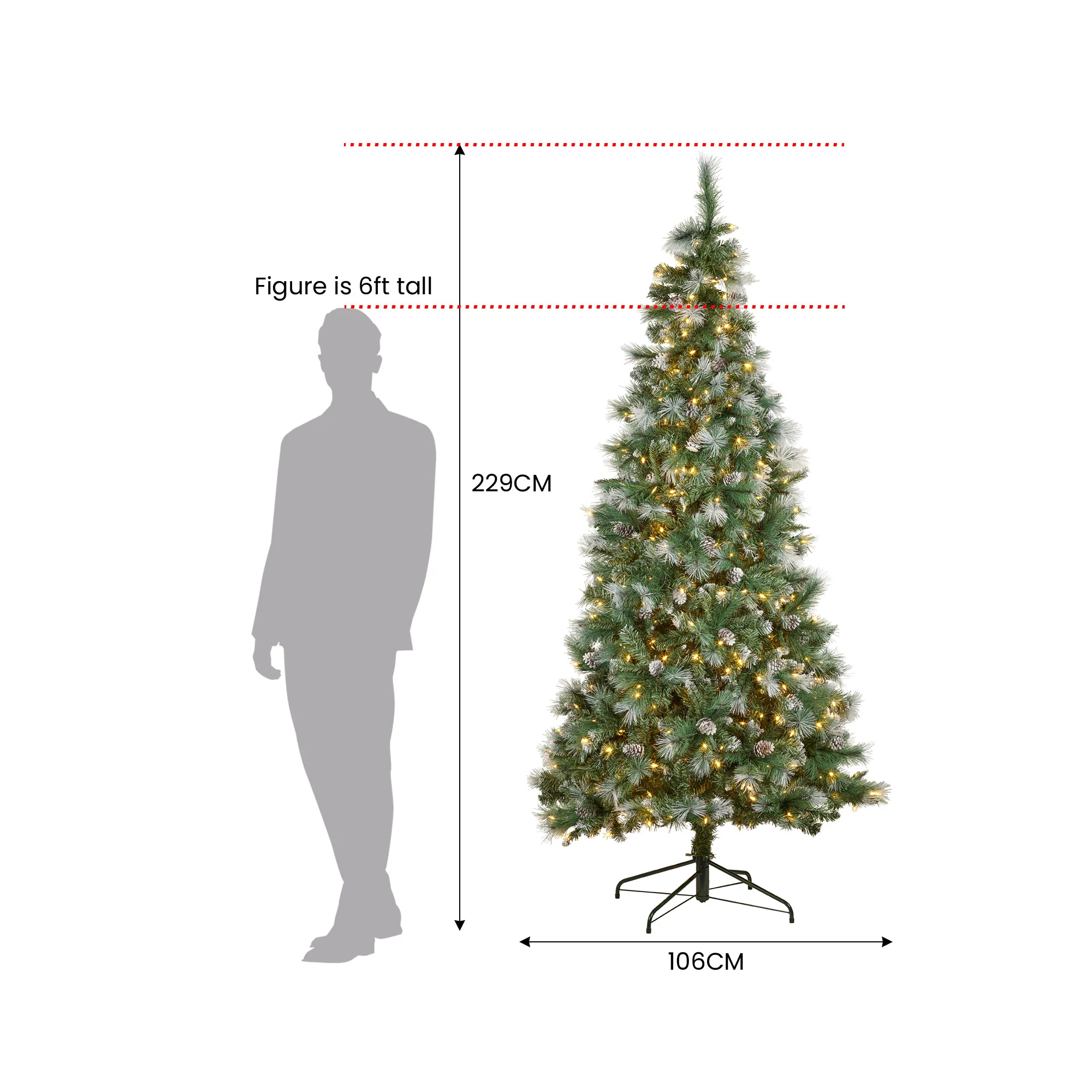 Christabelle 2.3m Bayville Pine Slim Pre-Lit Christmas Tree - Image 3