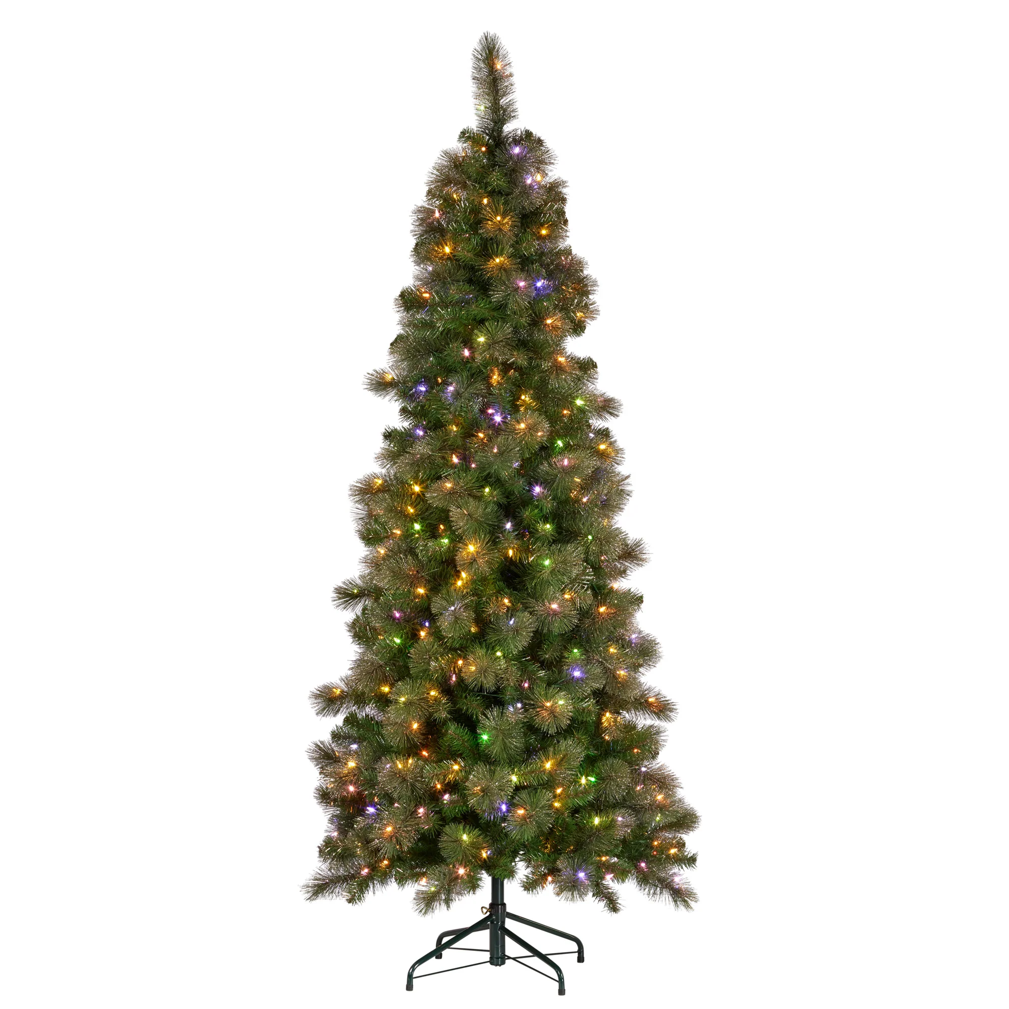 Christabelle 7.5ft Slim Gold Glitter Christmas Tree with LED Lights - Image 5