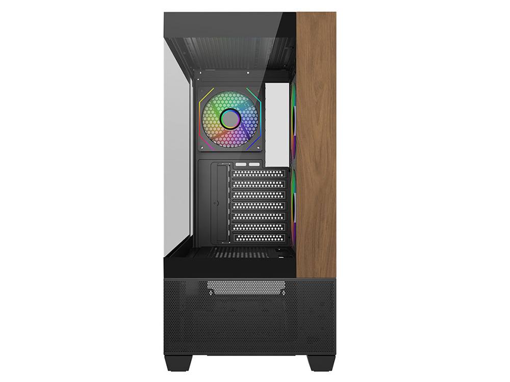 Cooler Master Elite 690 Wood Dual Tempered Glass Mid-Tower Case - Black - Image 3