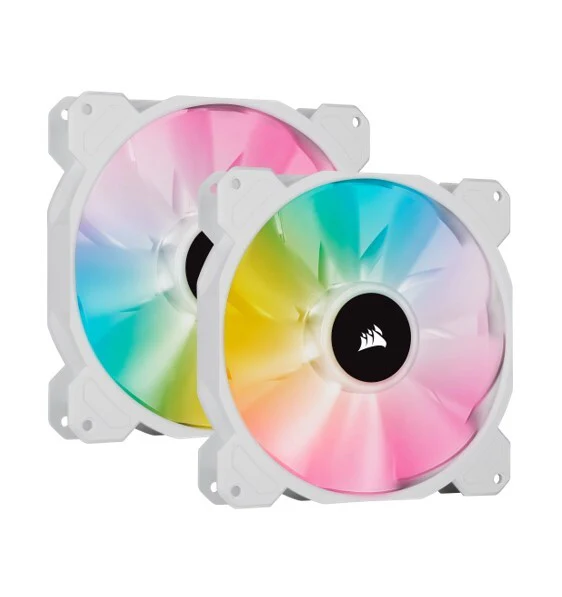 Corsair iCUE SP140 140mm RGB Elite PWM Fan - Dual Fan Kit with Lighting Node CORE (White ) (CO-9050139-WW) - Image 2