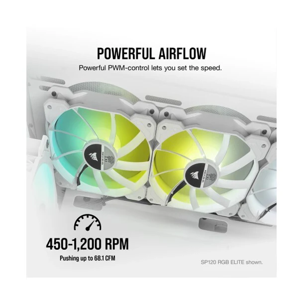 Corsair iCUE SP140 140mm RGB Elite PWM Fan - Dual Fan Kit with Lighting Node CORE (White ) (CO-9050139-WW) - Image 3