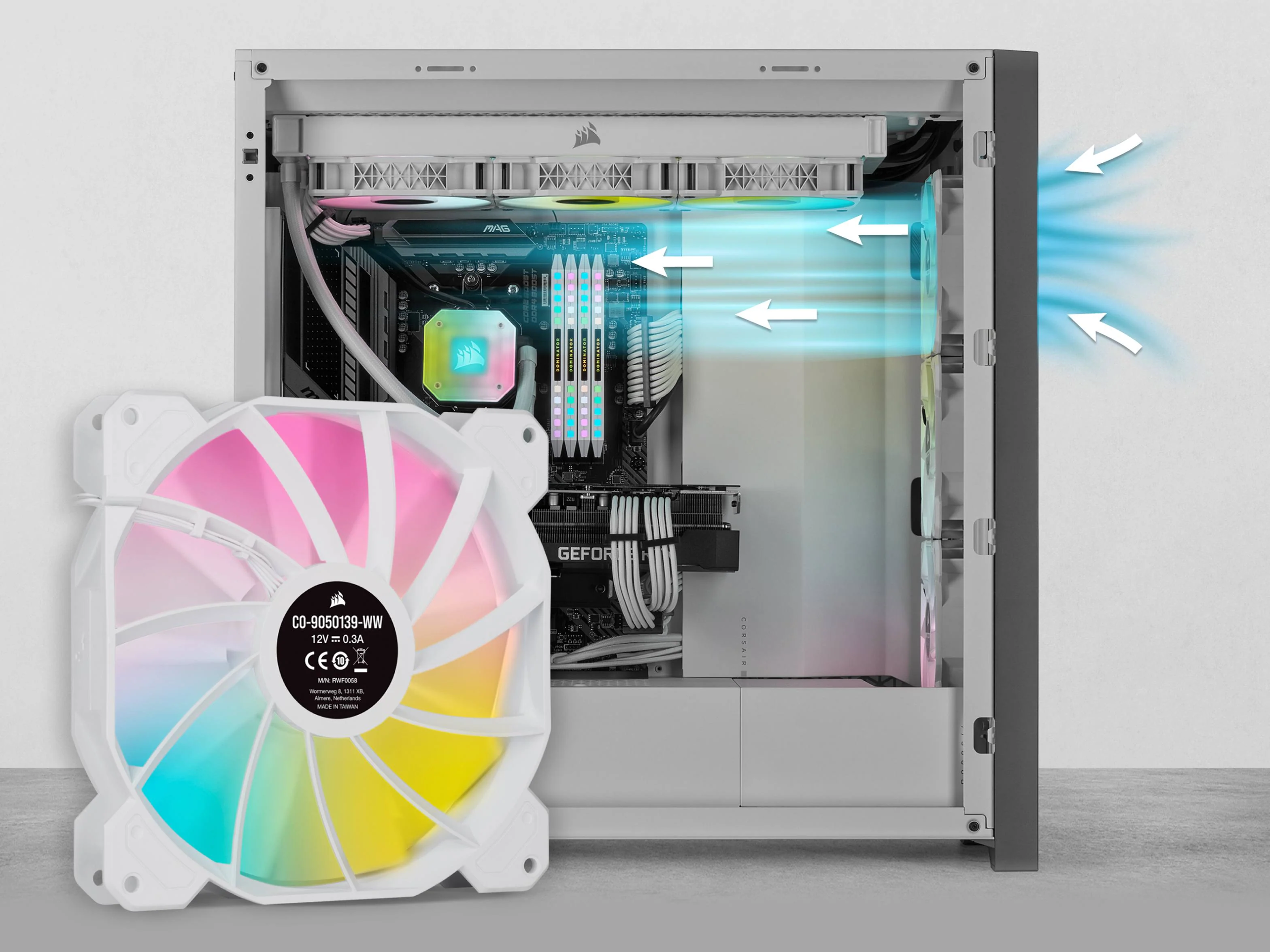 Corsair iCUE SP140 140mm RGB Elite PWM Fan - Dual Fan Kit with Lighting Node CORE (White ) (CO-9050139-WW) - Image 5