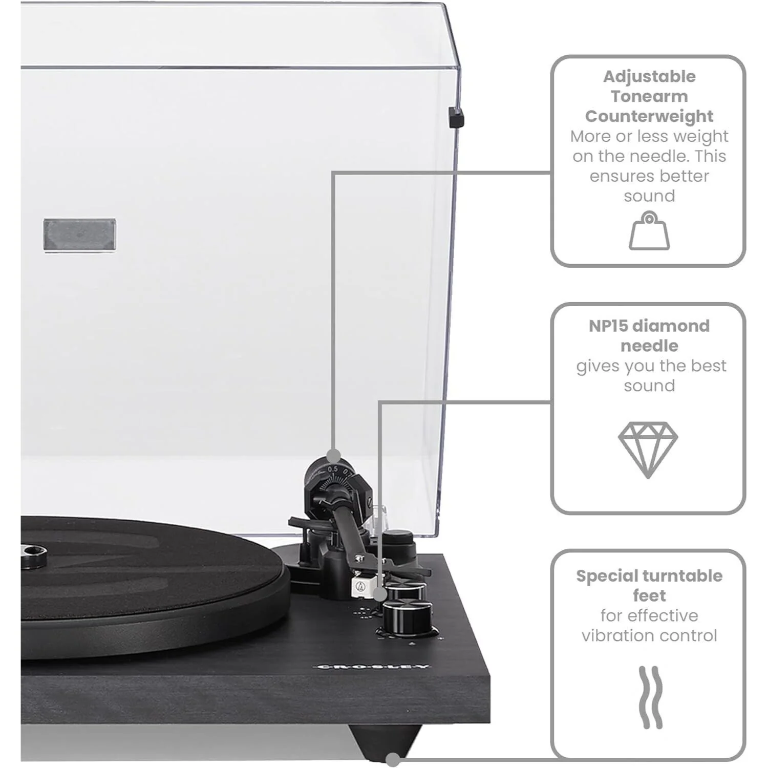 Crosley C62 Shelf System Turntable - Black (C62C-BK4) - Image 7
