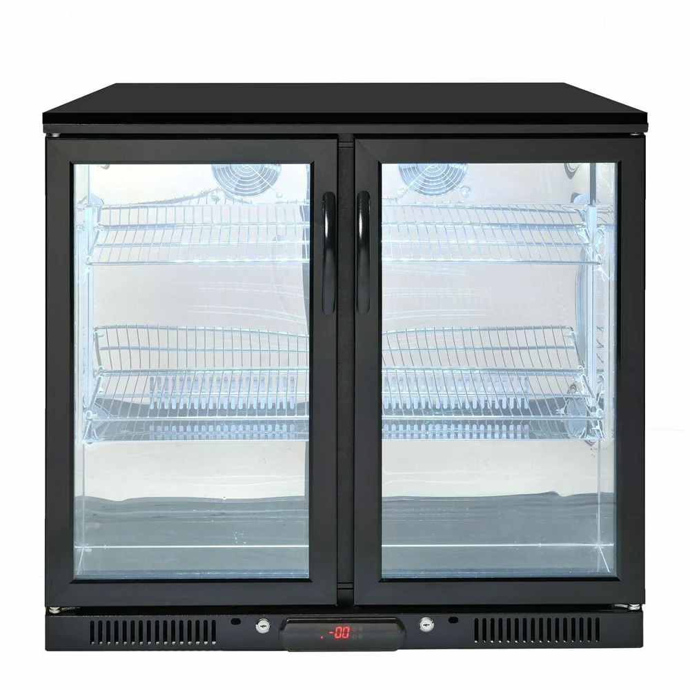 Crossray Double Door LED Outdoor Fridge 208L Beverage/Drink Cooler Black