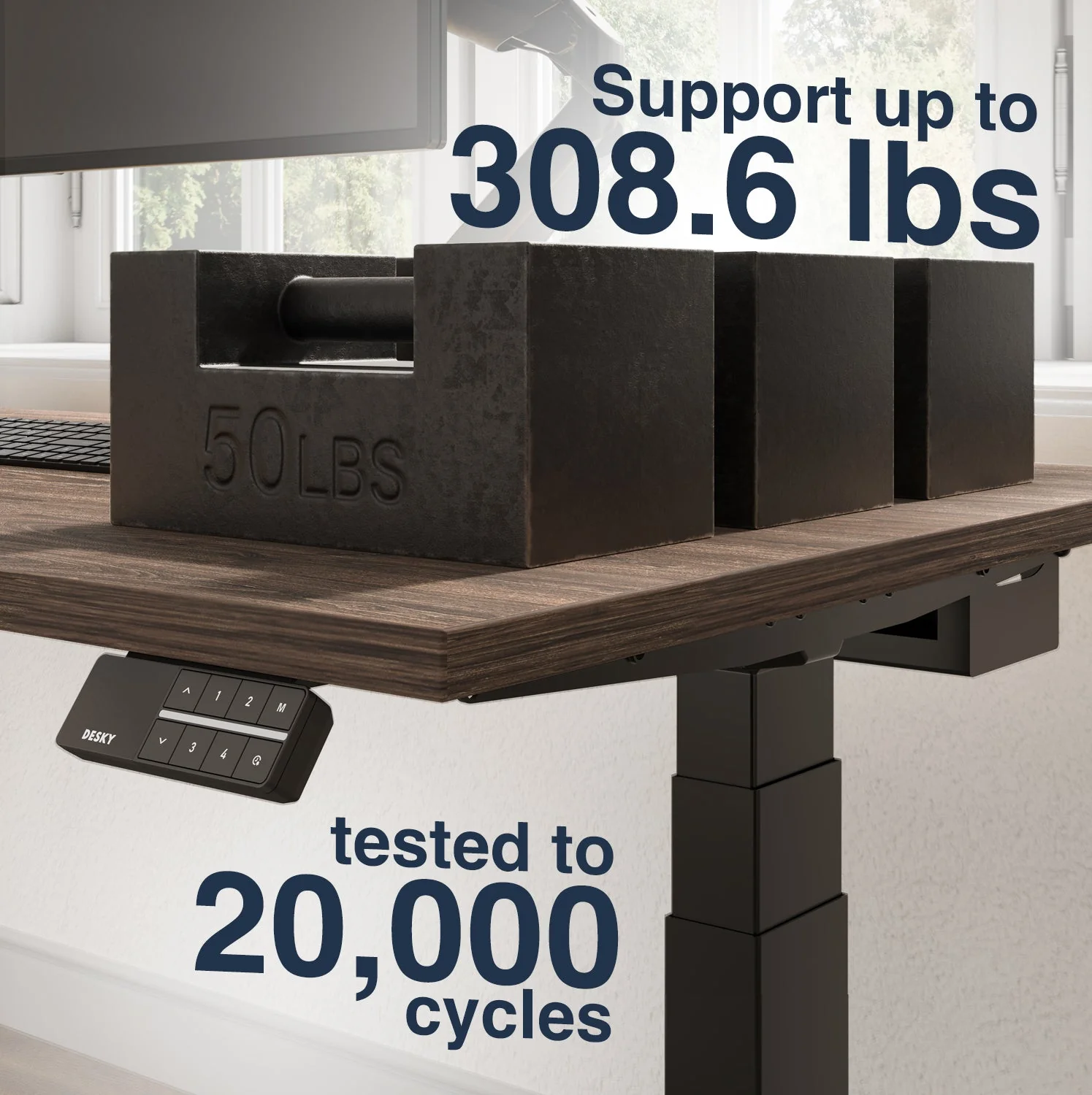 Desky Dual Melamine Sit Stand Desk 120cm Classic Oak Desktop and Grey Frame - Image 5