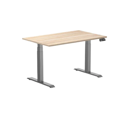 Desky Dual Melamine Sit Stand Desk 120cm Classic Oak Desktop and Space Grey Frame