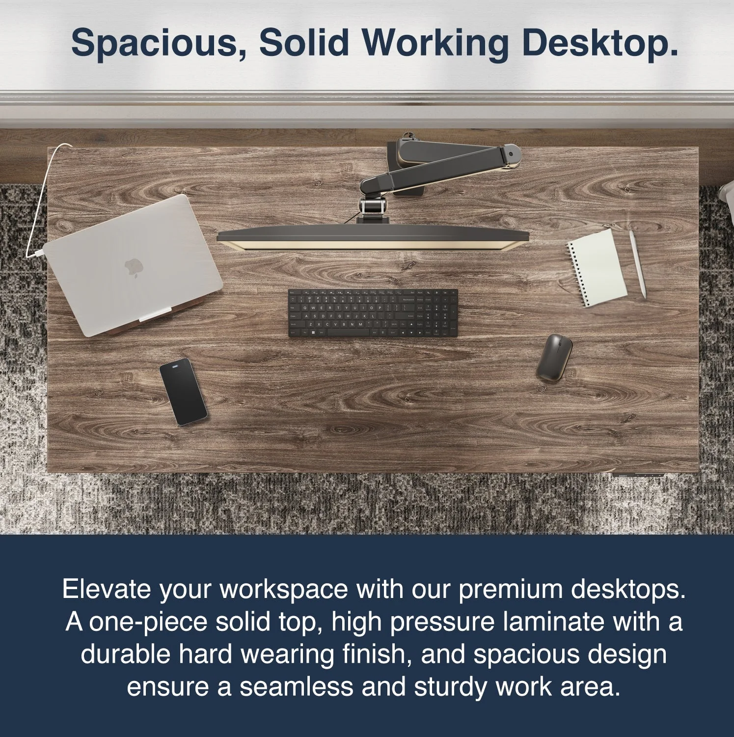 Desky Dual Melamine Sit Stand Desk 120cm Natural Walnut Desktop and Grey Frame - Image 2