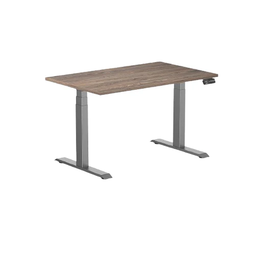 Desky Dual Melamine Sit Stand Desk 120cm Natural Walnut Desktop and Space Grey Frame