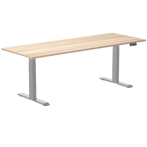 Desky Dual Melamine Sit Stand Desk 200cm Classic Oak Desktop and Grey Frame