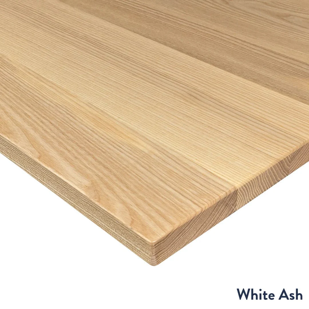 Desky Hardwood L-Shape Sit Stand Desk 150 x 155 cm Maple Top and White Leg - Image 7