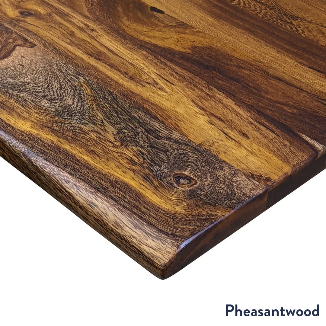 Desky Hardwood L-Shape Sit Stand Desk 150x155cm (Pheasantwood Top/Matte Black Leg) - Image 3