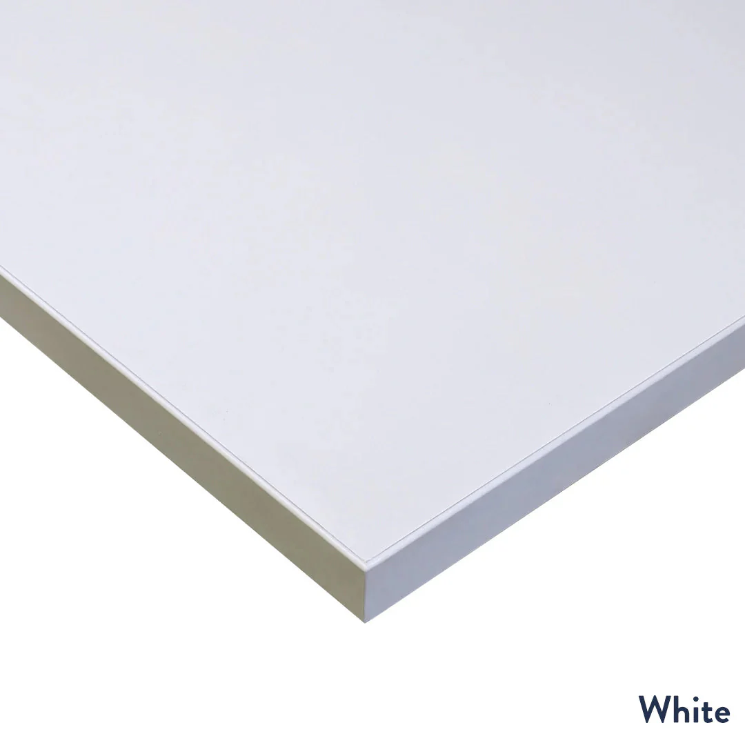 Desky L-Shape Melamine Sit Stand Desk 200cm - Right Return White Top and White Leg - Image 2