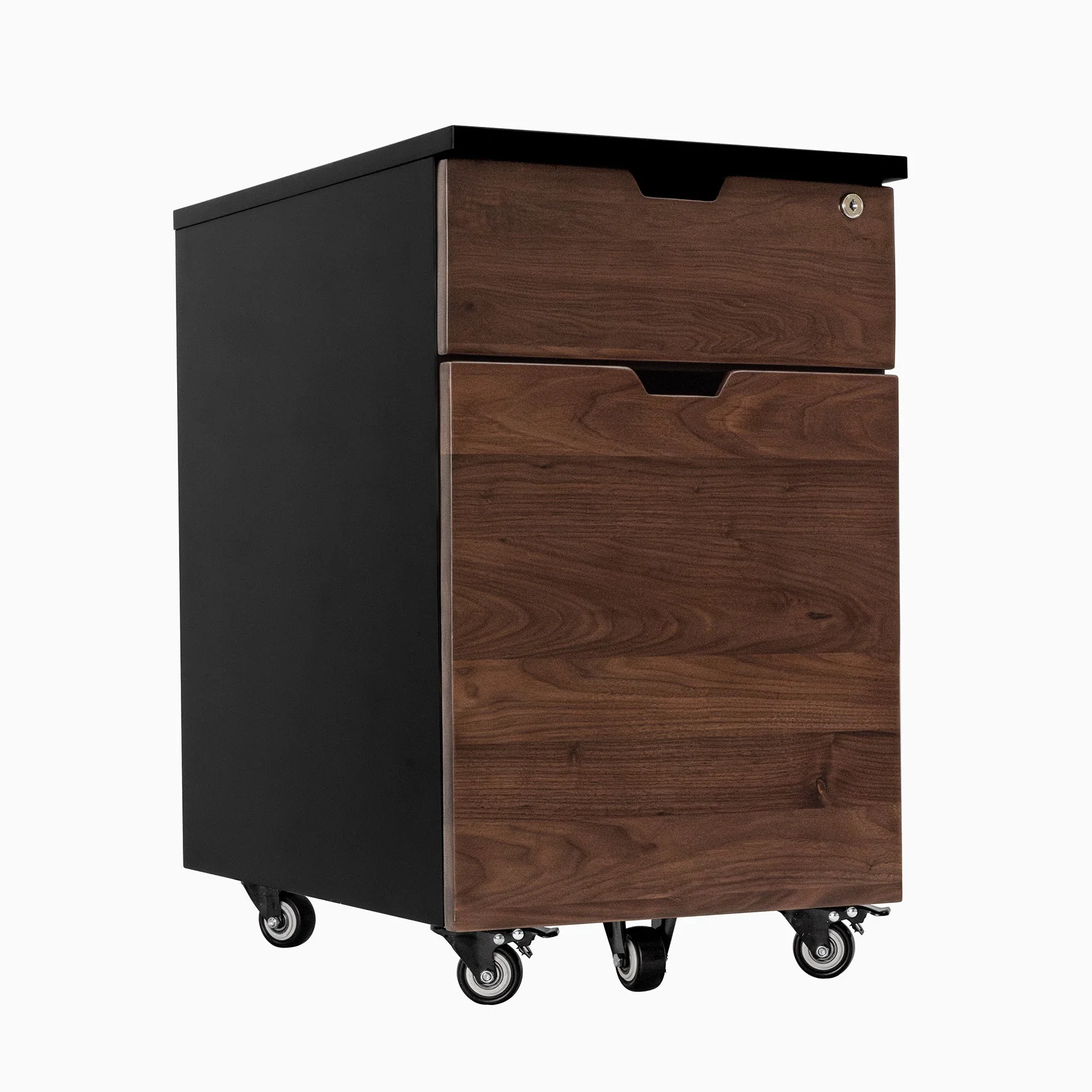 Desky Minimal Wooden Filing Cabinet - White / Hardwood Teak - Image 10