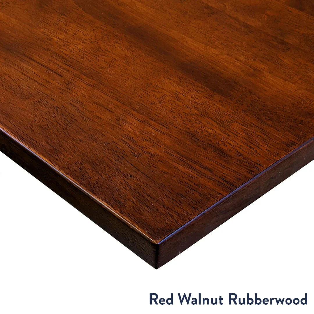 Desky Rubberwood L-Shape Sit Stand Desk 180 x 175 cm Red Walnut Top and Matte Black Leg - Image 2