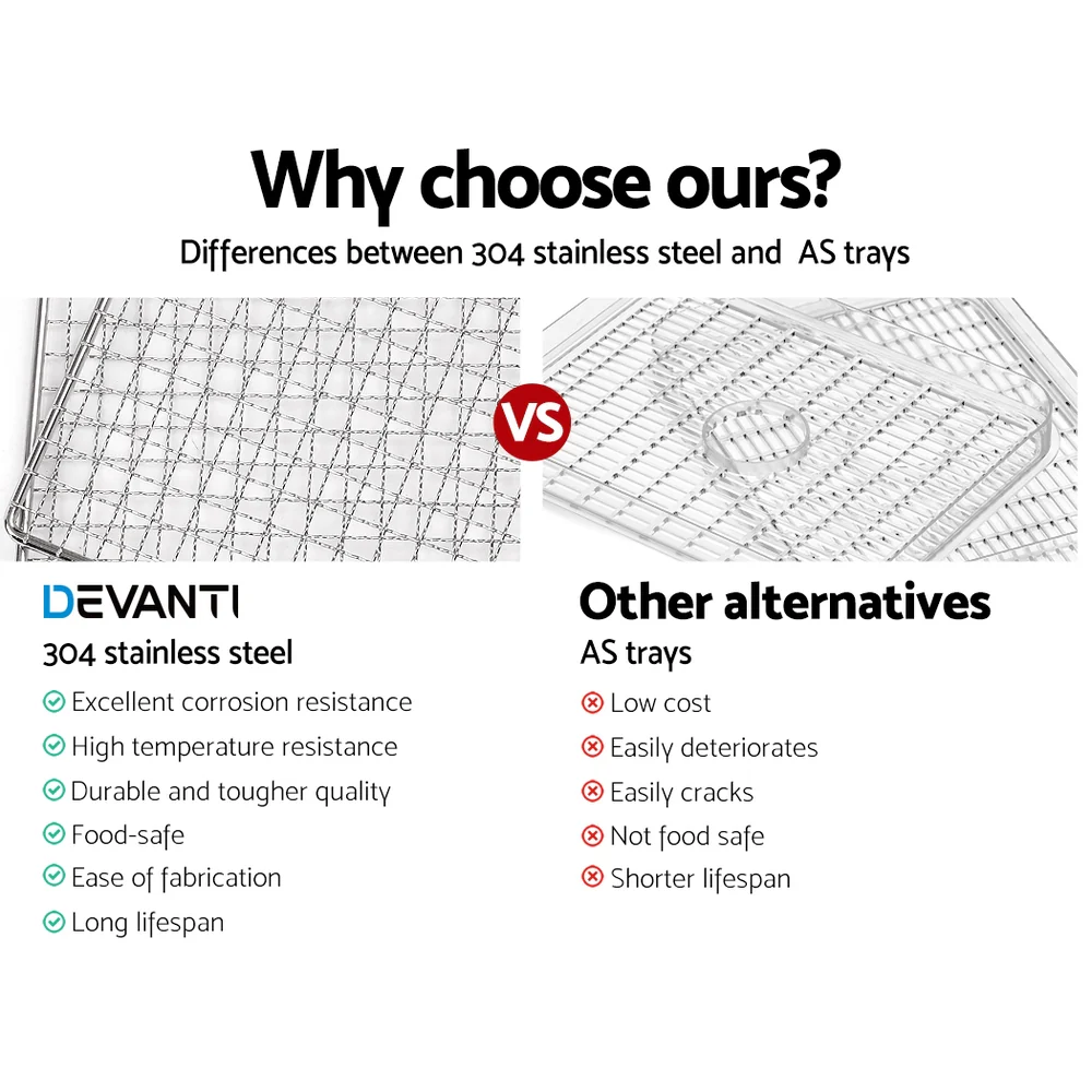 Devanti 6 Trays Food Dehydrator Stainless Steel Tray - Image 7