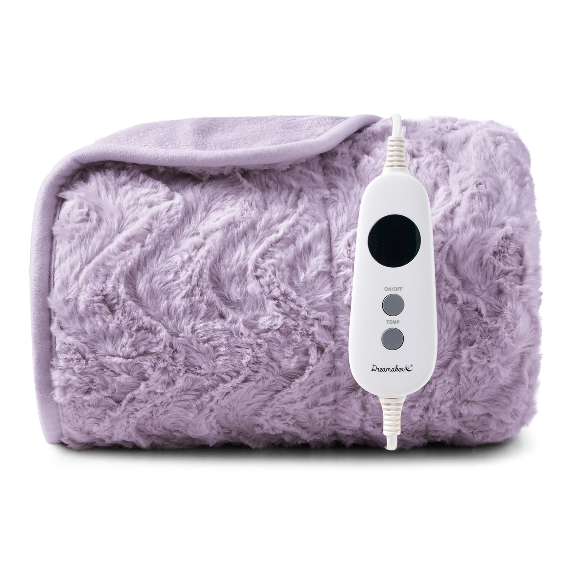 Dreamaker 500gsm Faux Fur Electric Heated Throw Blanket [130x160cm] (Lavender)