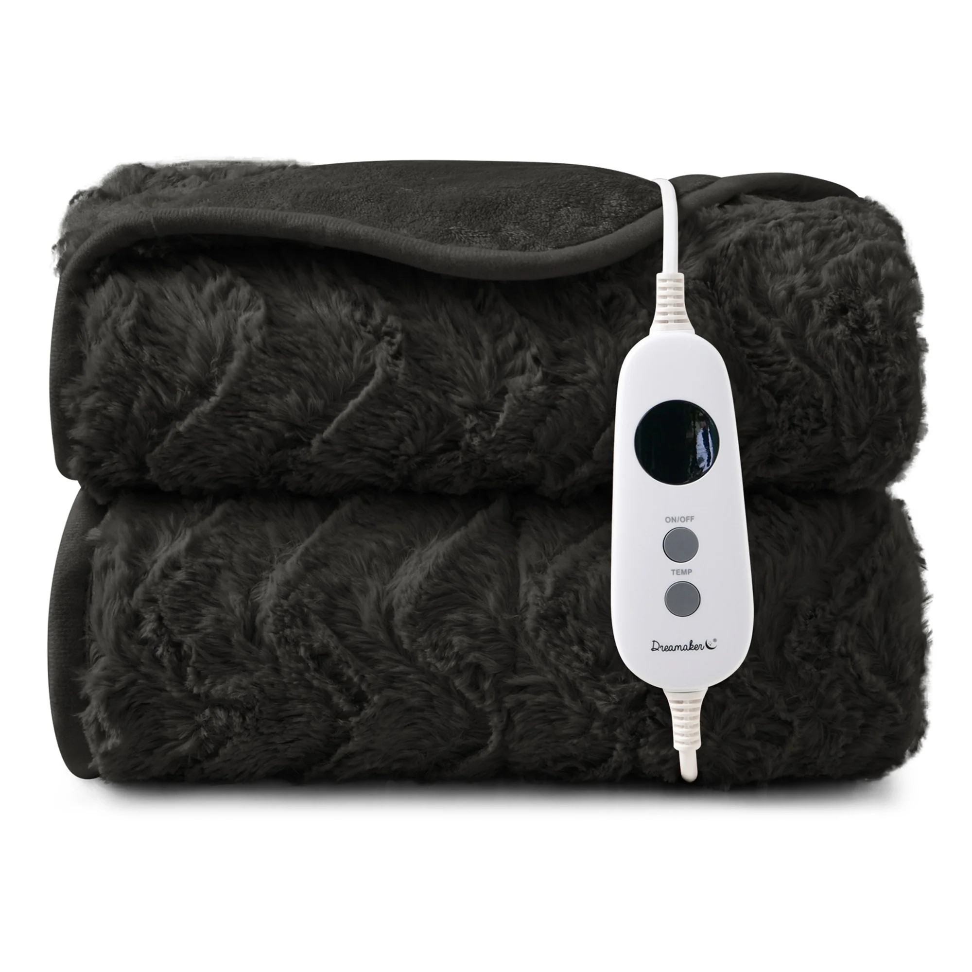 Dreamaker 500gsm Faux Fur Electric Heated Throw Blanket [180x200cm] (Charcoal)
