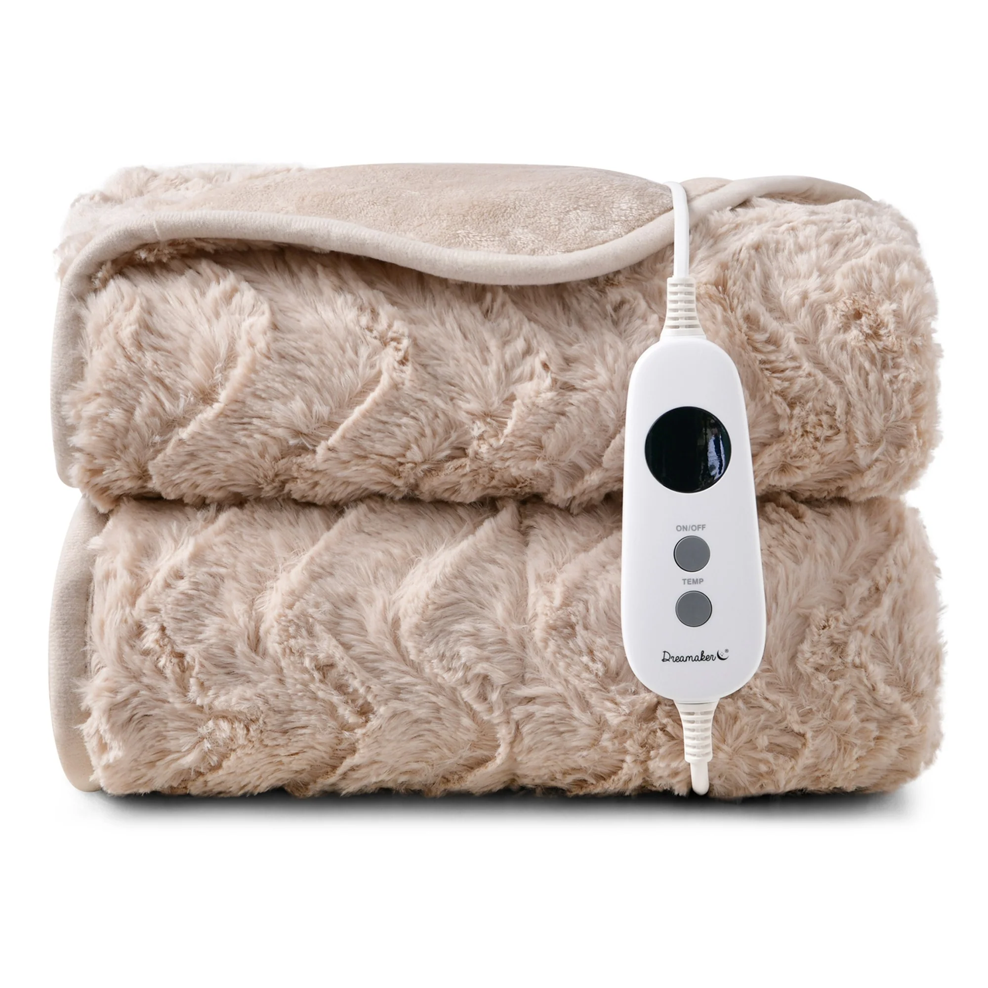 Dreamaker 500gsm Faux Fur Electric Heated Throw Blanket [180x200cm] (Natural)
