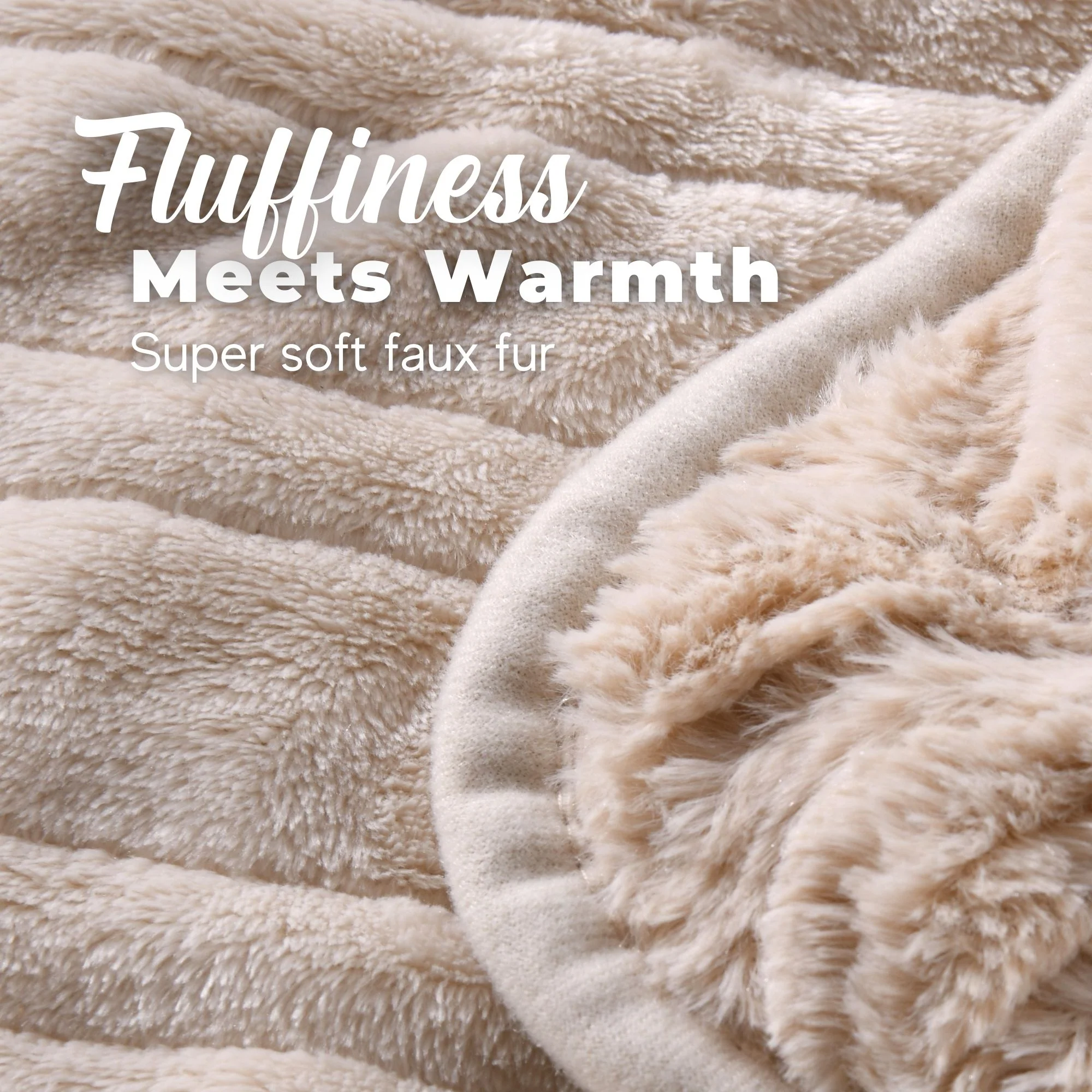 Dreamaker 500gsm Faux Fur Electric Heated Throw Blanket [180x200cm] (Natural) - Image 4
