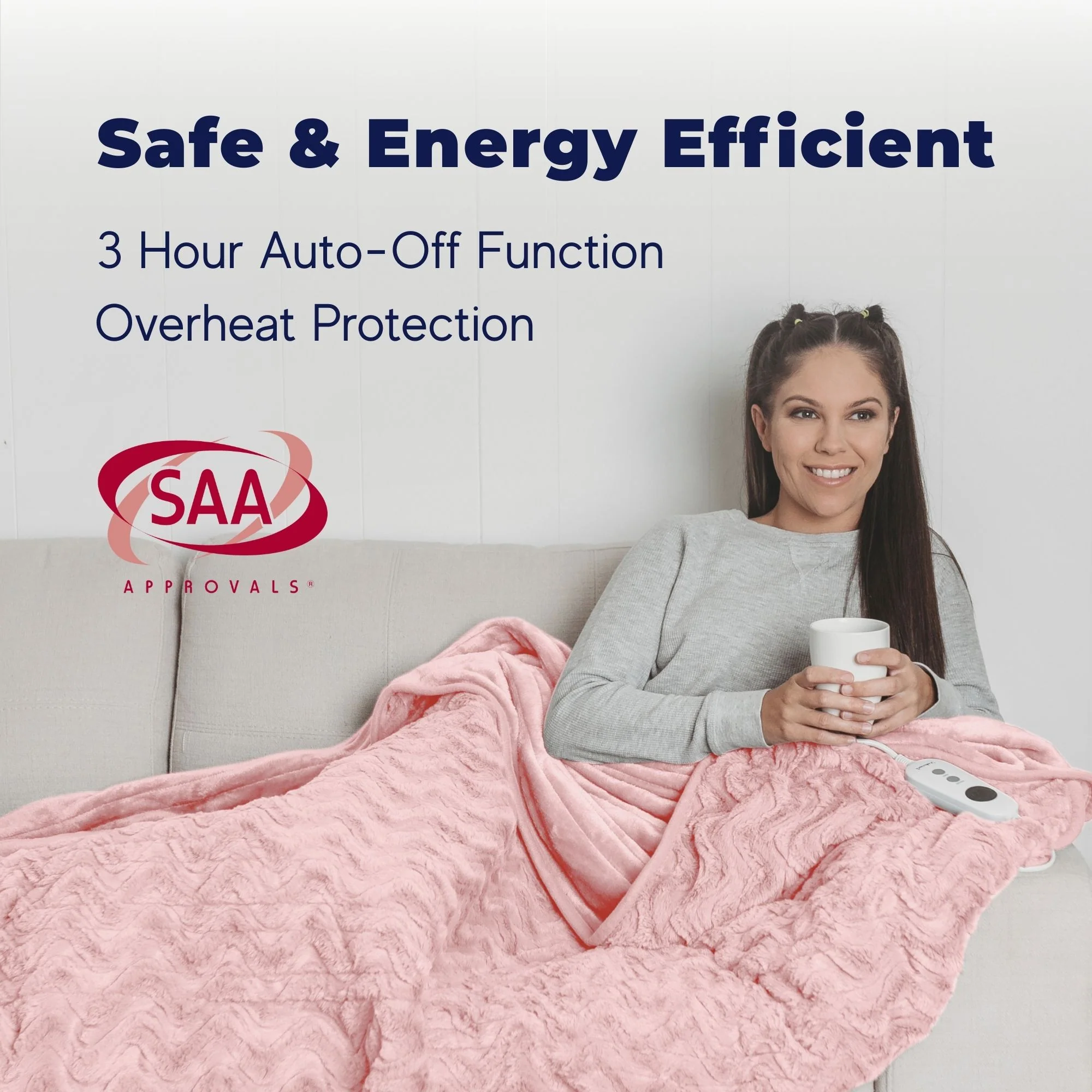 Dreamaker 500gsm Faux Fur Electric Heated Throw Blanket [180x200cm] (Pink) - Image 5