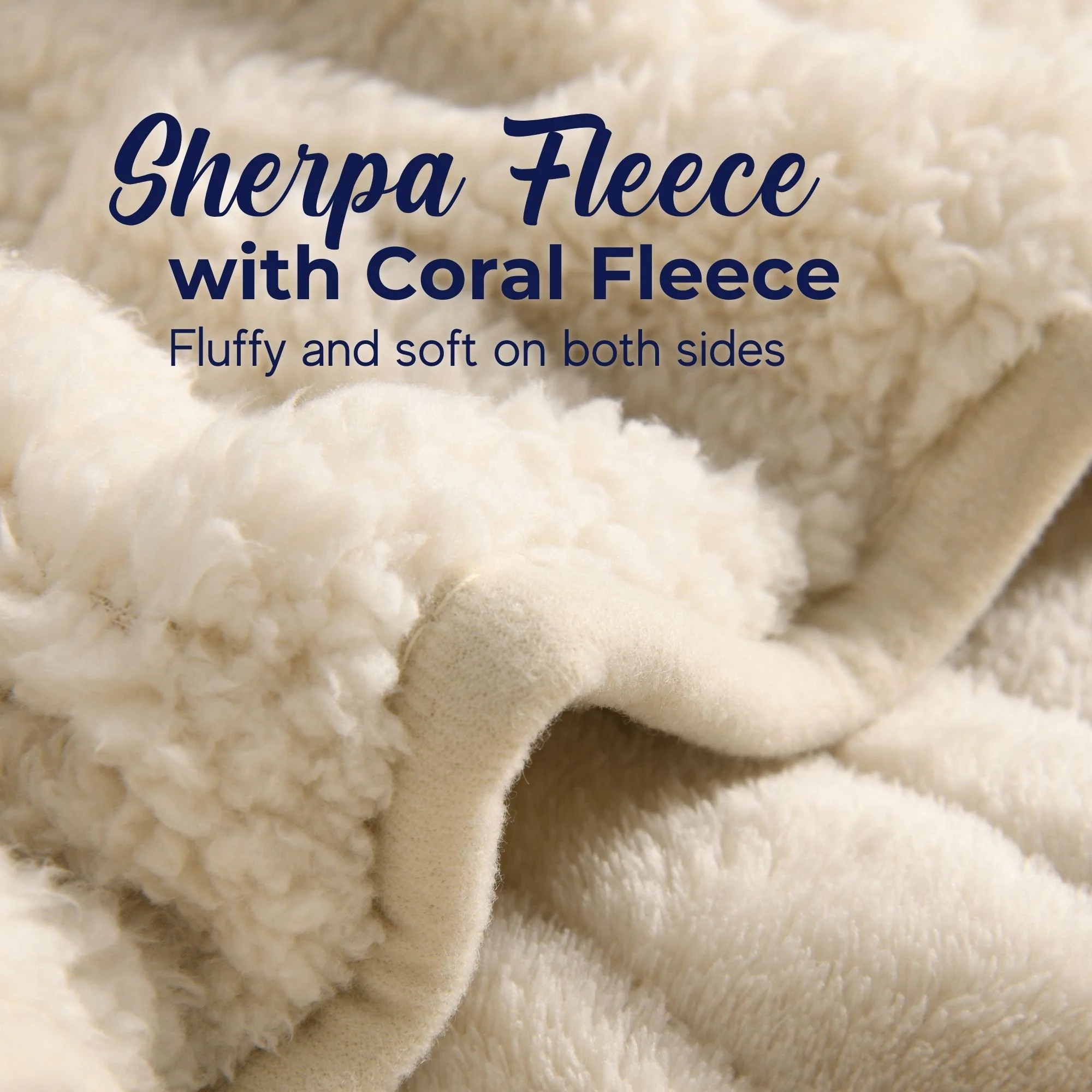 Dreamaker Reversible Sherpa & Coral Fleece Electric Heated Throw Blanket [130x160cm] (Cream) - Image 4