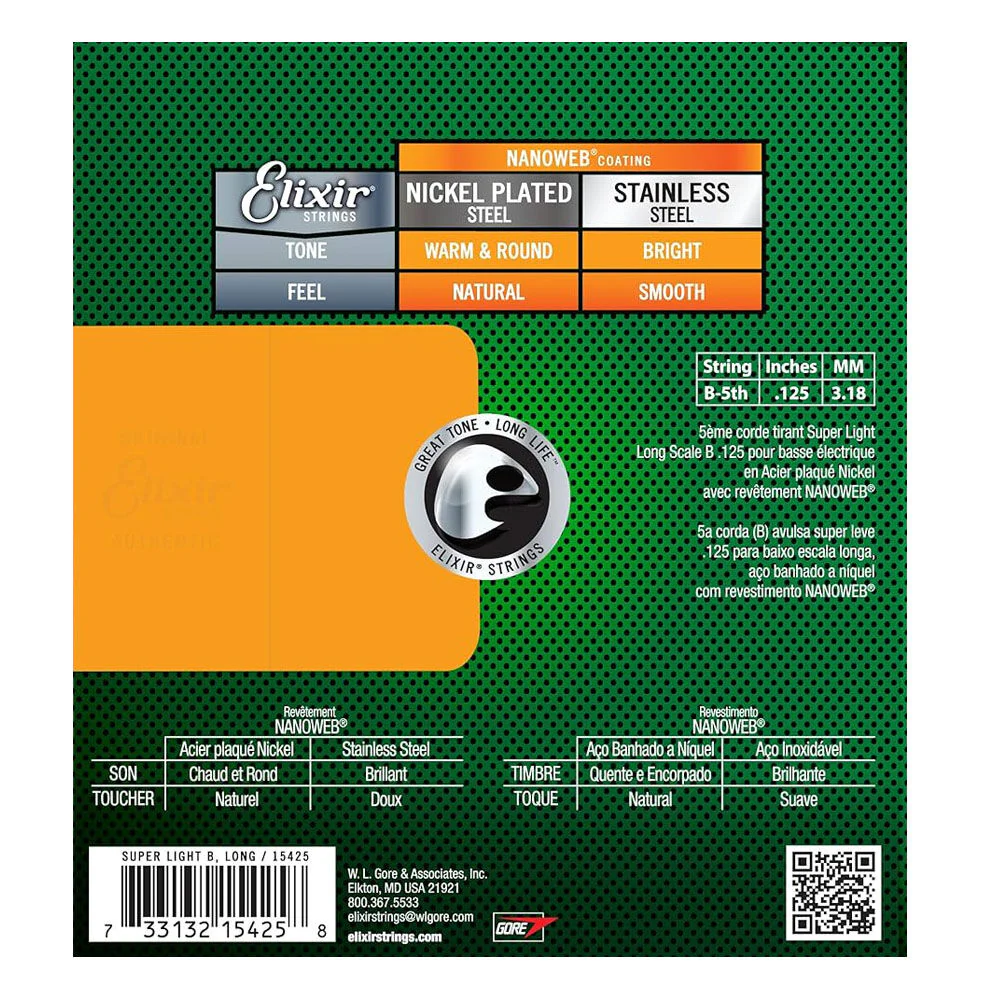 Elixir #15425 Bass Guitar Nanoweb Coating 0.125 Single String - Image 2