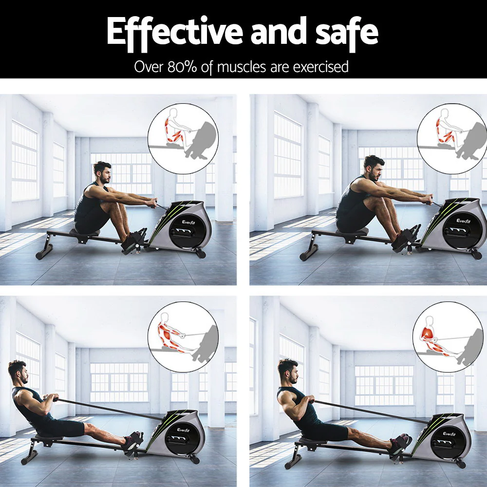 Everfit Rowing Machine Rower Elastic Rope Resistance Fitness Home Cardio (Silver) - Image 4