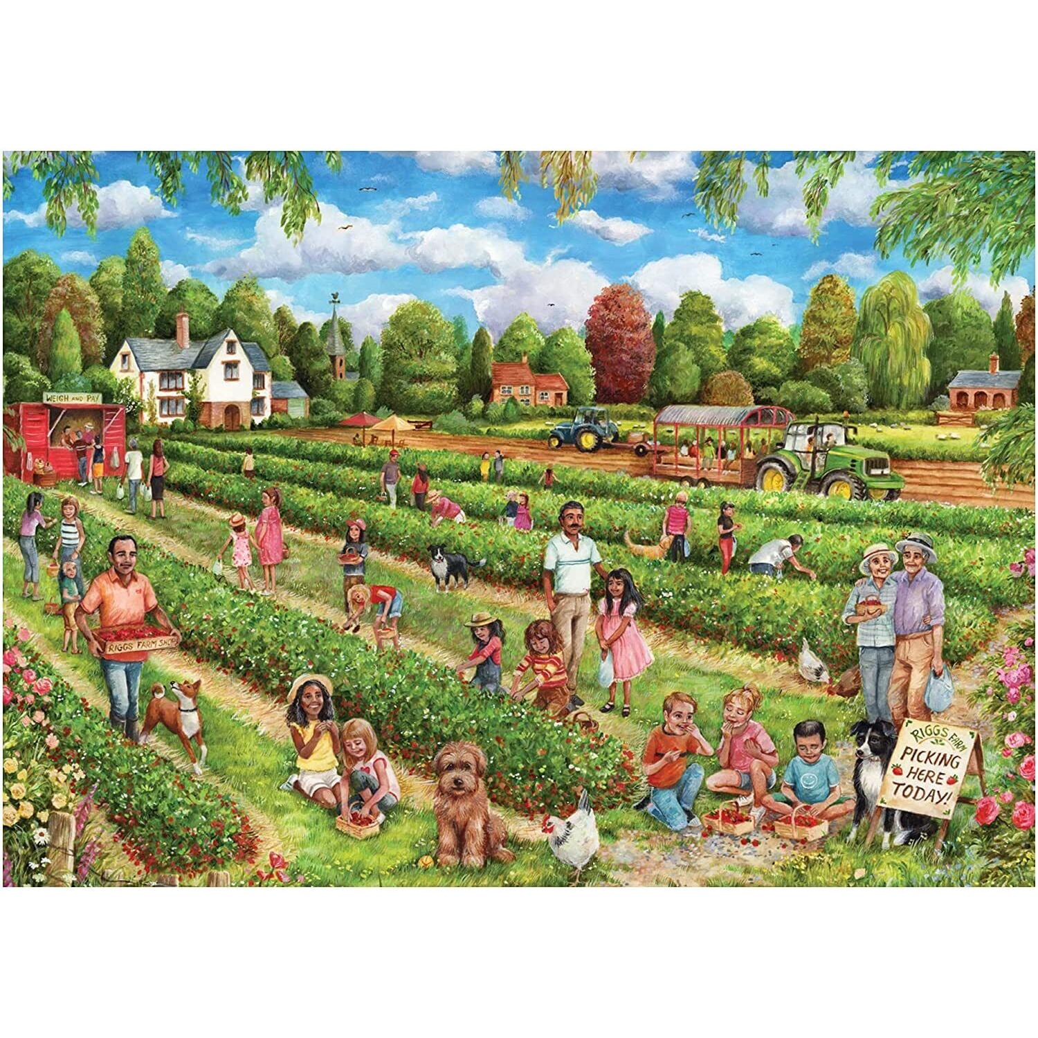 Falcon De Luxe 1000pc Strawberry Picking Puzzle - Image 2
