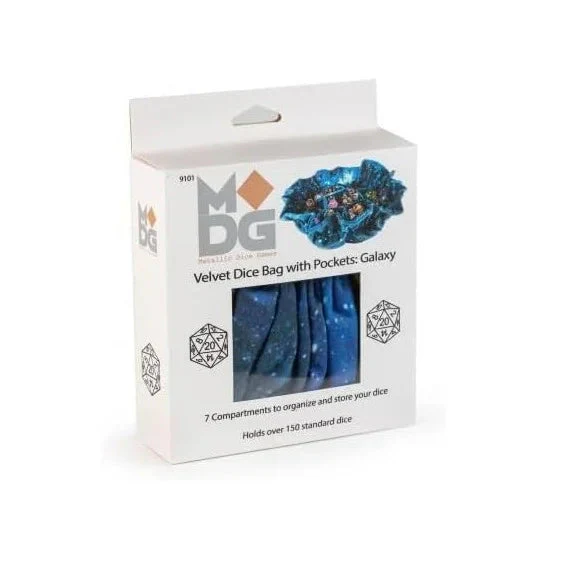 Fanroll By Metallic Dice Games Metallic Dice Games Velvet Compartment Dice Bag with Pockets Galaxy Blue