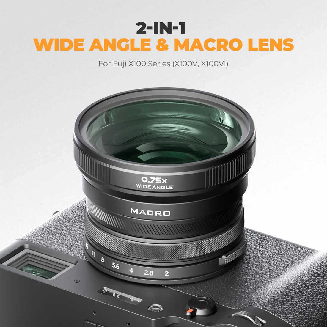 Freewell 2-in-1 Wide Angle & Macro Lens for FUJI X100VI X100V (Black) - Image 2