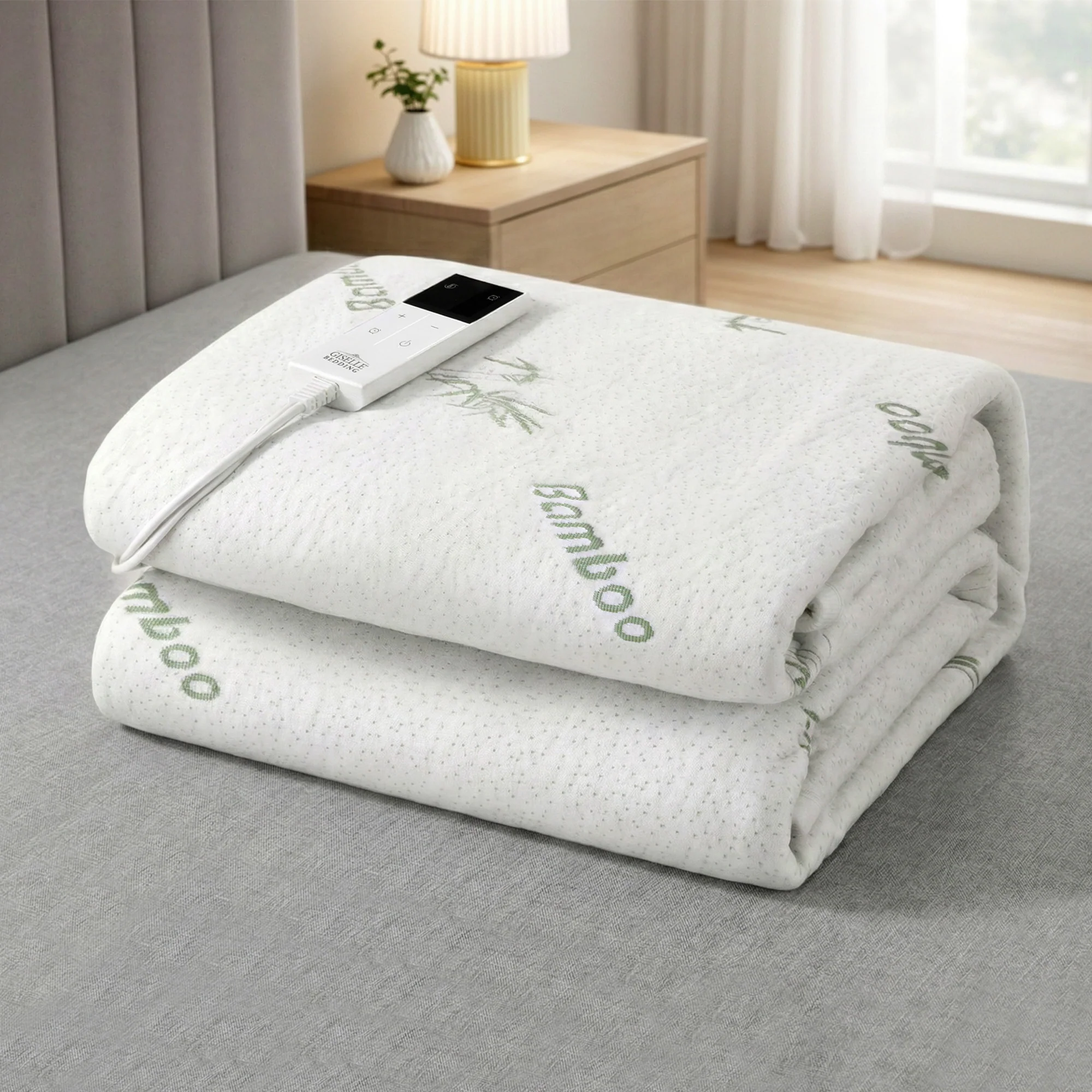 Giselle Electric Blanket Bamboo Fabric King Single Fitted Heated Pad Underlay Washable Winter - Image 2