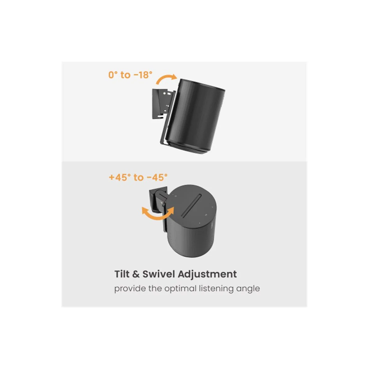 Goobay Speaker Wall Mount Modern Era 1 Flex, 2 pieces, compatible with the Sonos Era 100, swivelling and tilting speaker mount - BLACK - Image 6