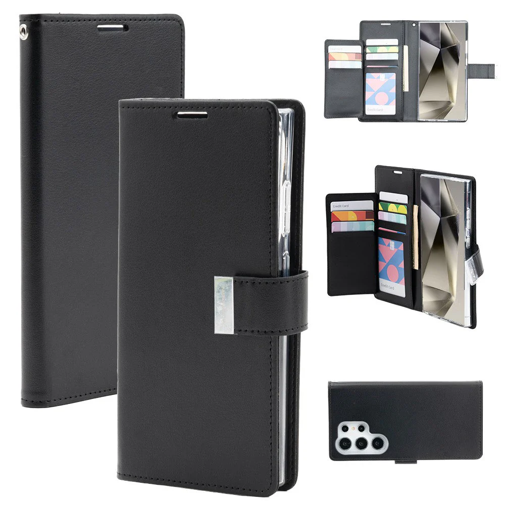 Goospery Rich Diary for Galaxy S24 Ultra - Black