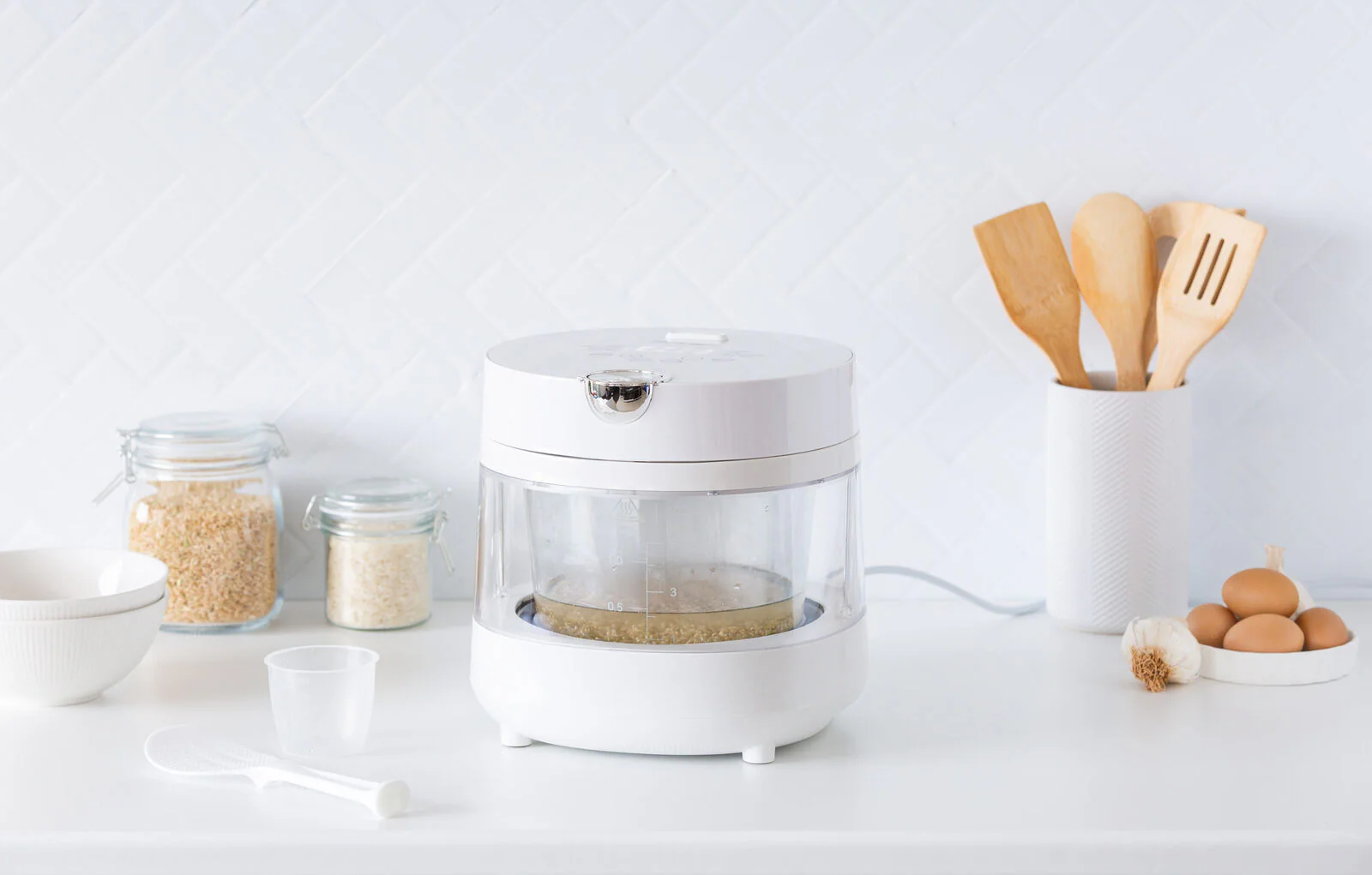 Healthy Choice PFAS Free 5 Cup Glass Rice Cooker with Low Sugar Basket 600W - Image 5