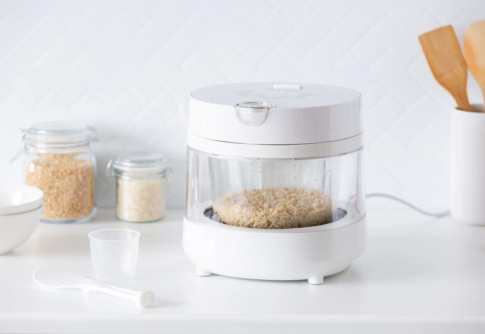 Healthy Choice PFAS Free 5 Cup Glass Rice Cooker with Low Sugar Basket 600W - Image 7