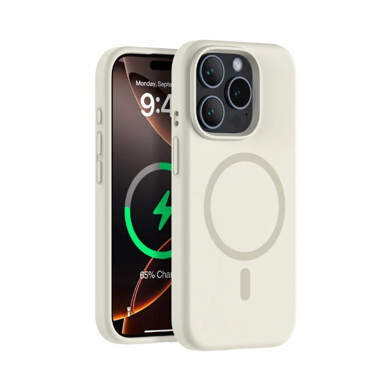 iShield [Ultra MagSafe] Liquid Silicon Snap Case iPhone 15 Pro White